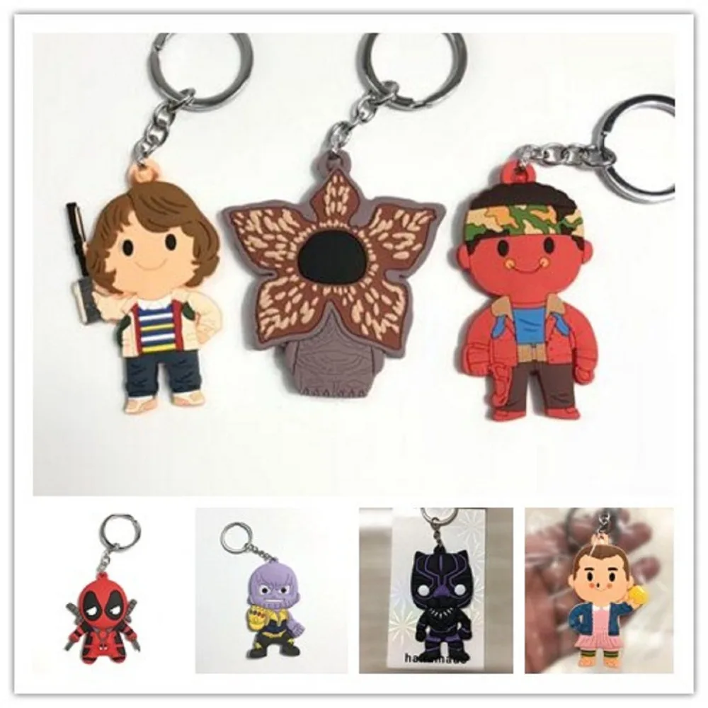 

2018 movie Stranger Things eleven figure model pvc keychain deadpool black panther Vinyl toy Collectible Model for Children toy