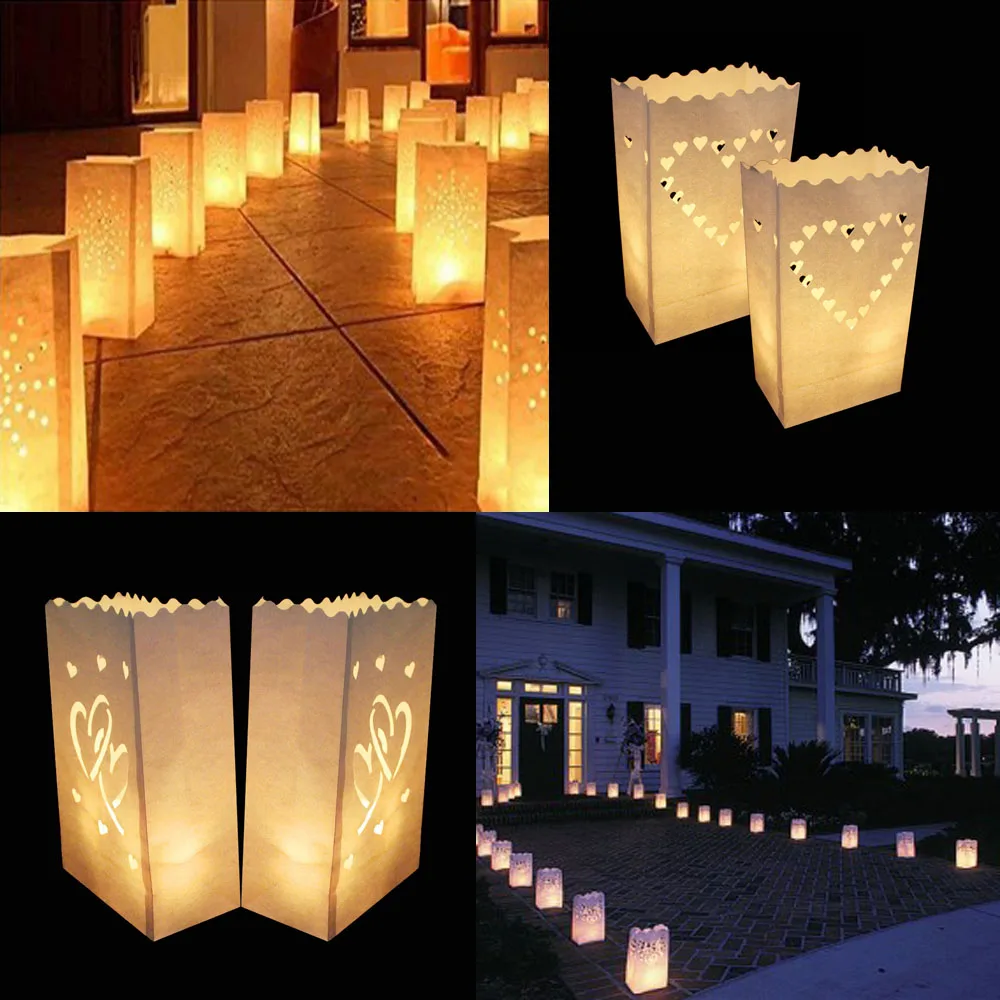 50 Pcs 25cm White Paper Lantern Candle Bag For LED light
