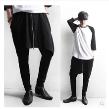 27-44! осень Танцы хип-хоп мужской искусственная комплект из двух предметов повседневные ботильоны длина молнии украшения штаны-шаровары