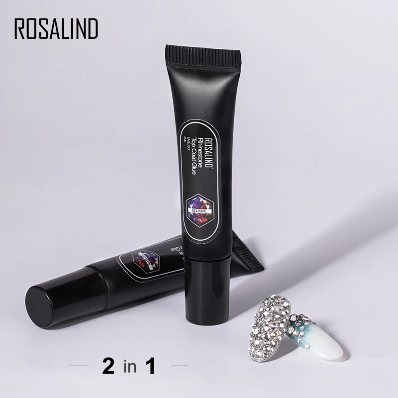 ROSALIND 2 в 1 верхнее покрытие Rhinesotne гель для ногтей сильный клей для украшения со стразами для ногтей Полупостоянный Гель-лак UV