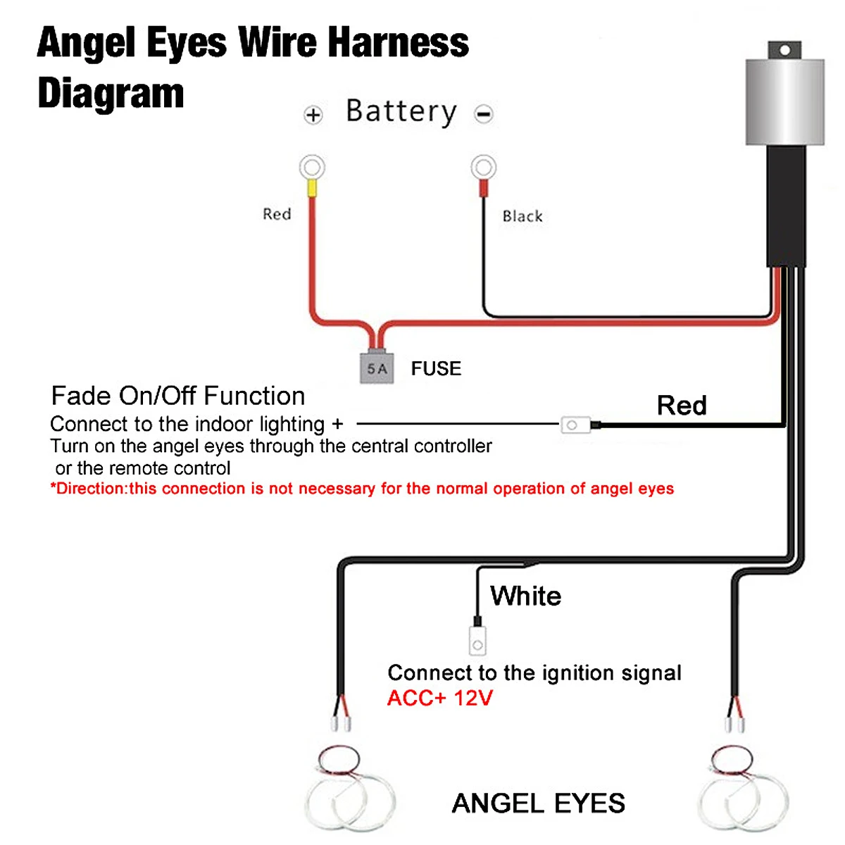 12 В DC 40A angel eyes Halo кольца светодиодный или CCFL релейный жгут проводов комплект с выцветающими на выцветание особенности для BMW