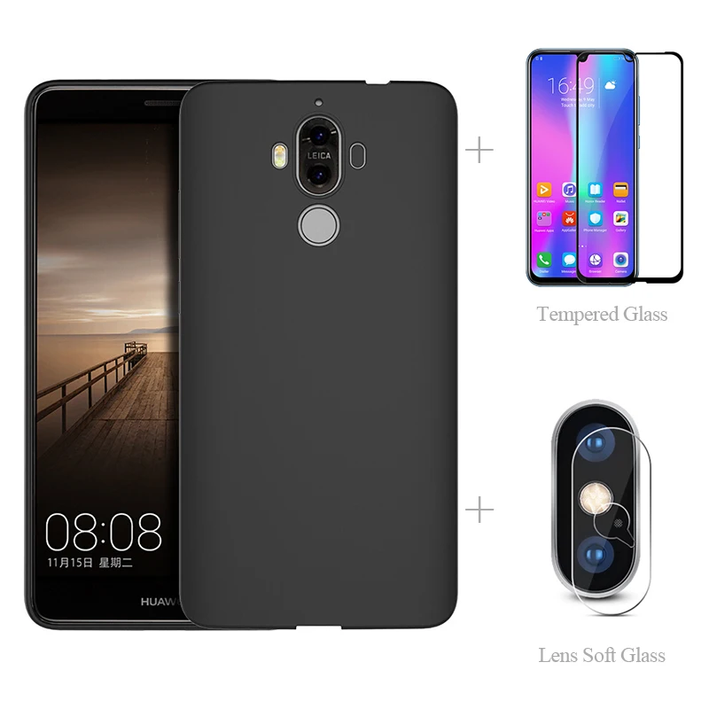 

Matte Back Cover Case + Full Cover Tempered Glass + Lens Protective Glass For Huawei Nova 4 4E 3I 3 3E 2I Mate 20 Lite