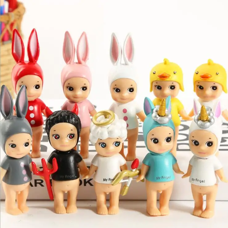 

Mini Doll Sonny Angel Devil Cupid PVC Animal Horse Unicorn Duck Action Figures Cake Toppers Kids Toys Cute Decoration Automobile