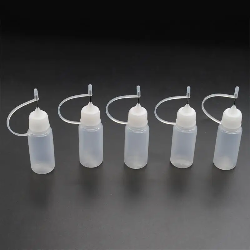 

New 5Pcs/set 10ML Empty Plastic Needle Bottle PE Plastic Dropper Bottles With Screw Metal Needle Cap