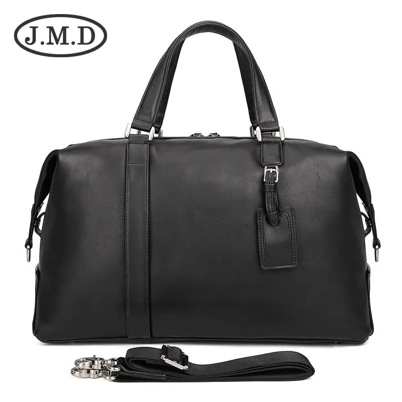 

J.M.D New Top Layer Leather Casual Cool Travel Bag Black Classic Nappa Leather Handbag 6007