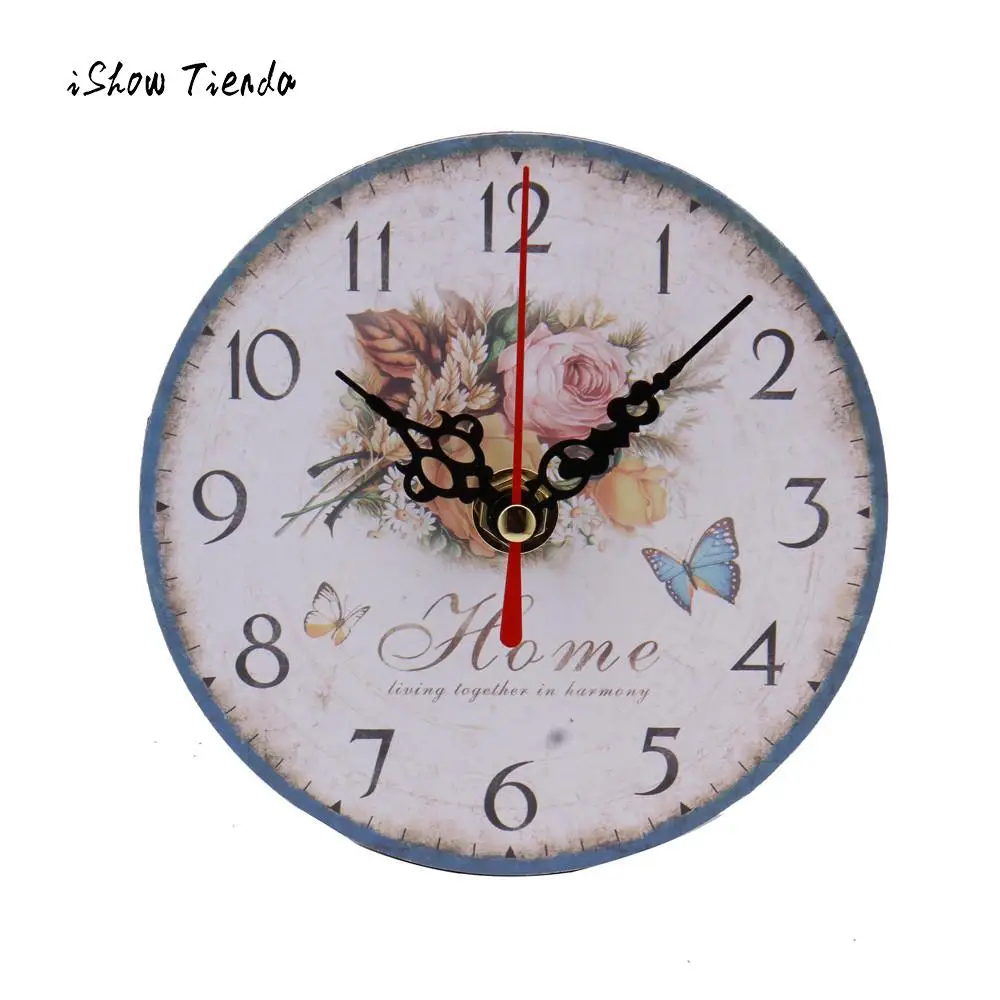 

Fashion Round Wall Clock Vintage Style Non-Ticking Silent Antique Wood Wall Clock for Home Kitchen Office Wall Decal Watch