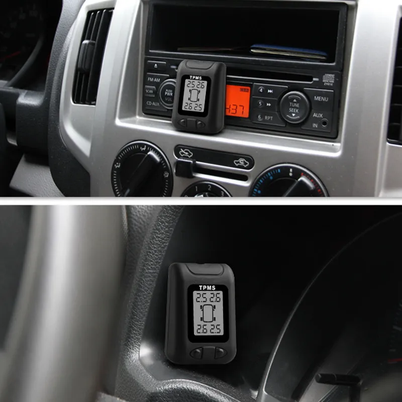 Profession TMPS Rechargeable Wireless Tire Pressure Monitoring System with 4 External Sensor Tyre Pressure Sensor Alarm Security