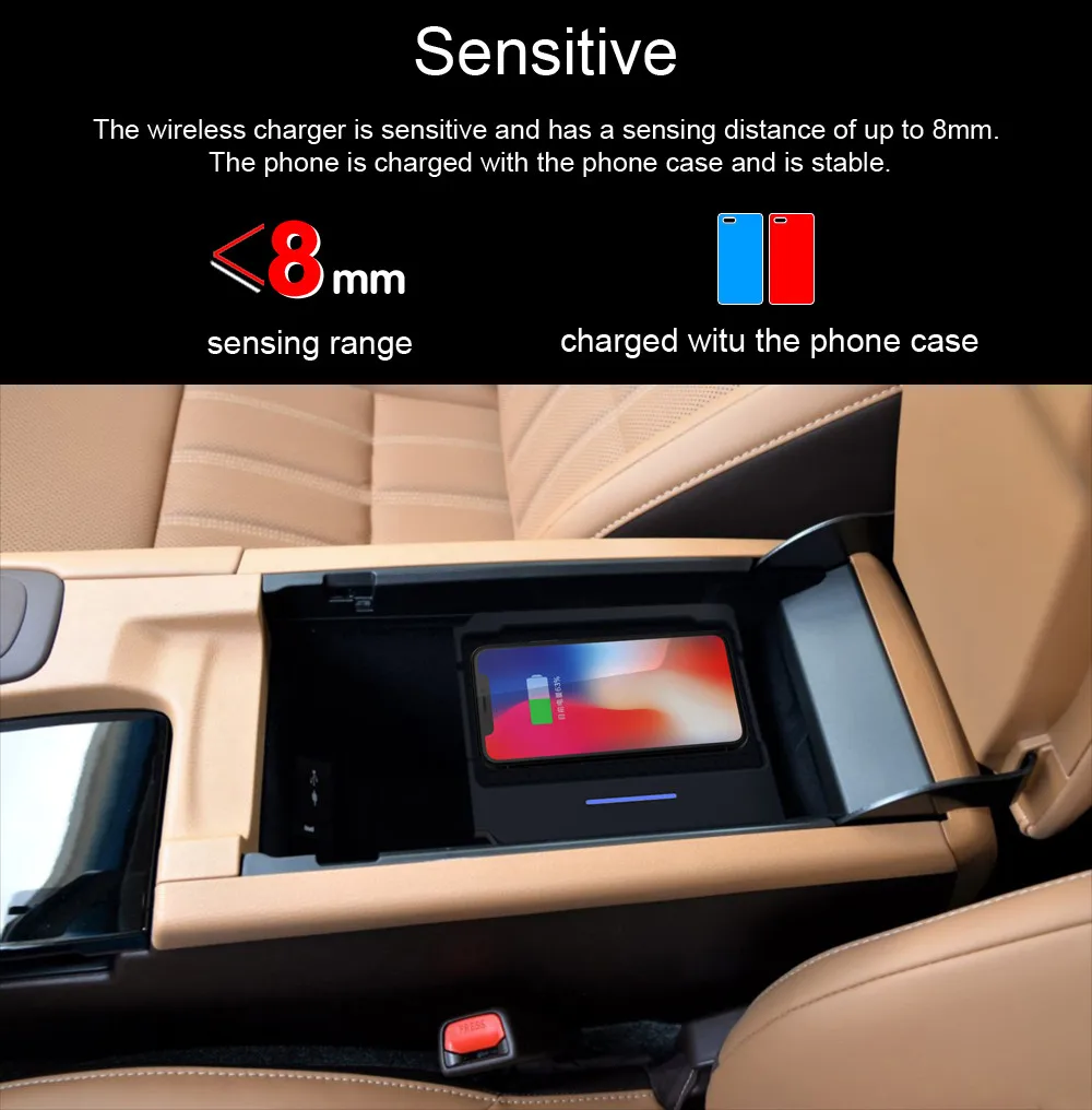 Excellent Aotsr QI Wireless Car Charger For Lexus 2017 ES 2014-2017 Intelligent Infrared Wireless Charging Car Phone Holder for iPhone 5