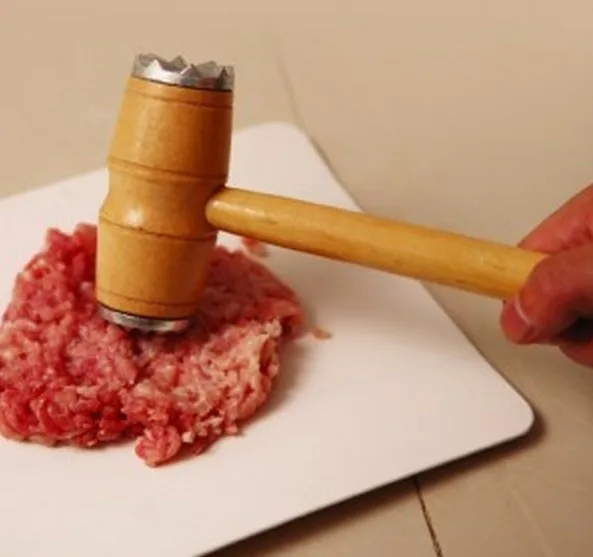 Лучший 1 шт. дерева, металла Молотки молоток для мяса Tenderizer Стейк Говядина Свинина Куриное Молотки Кухня инструмент ок 0499