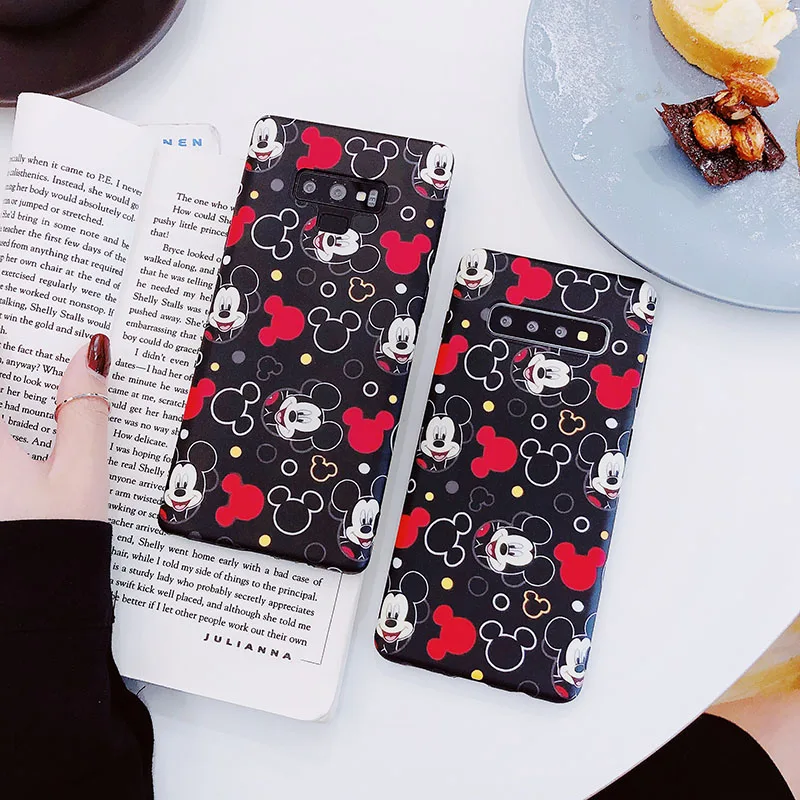 

Phone Cases for Samsung S10 S10Plus S10e S9 S9plus Cute mickey heads matte soft cover for Samsung S8 S8Plus Note 8 9 back funda