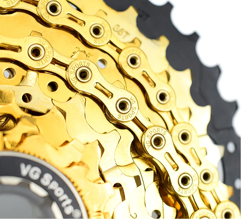 VG Sports 11Speed MTB Road Bike Bicycle Chain 116L Half-Hollow Chain Silver//Gold