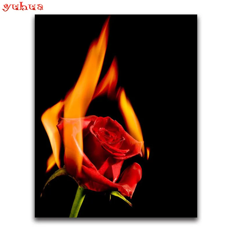 Full Round Diamond mosaic colorful fire Art Full Square Diamond embroidery Flower 5D DIY Diamond painting Cross stitch landscape_