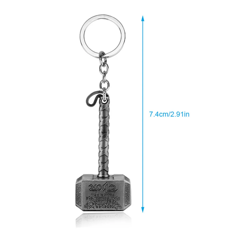 Cunymagos 1 pc Vintage Thor Hammer Keychains Avengers for Men Key Rings Movie Key Holder Thor The Dark World Key Finder Bags Key Chain (2)