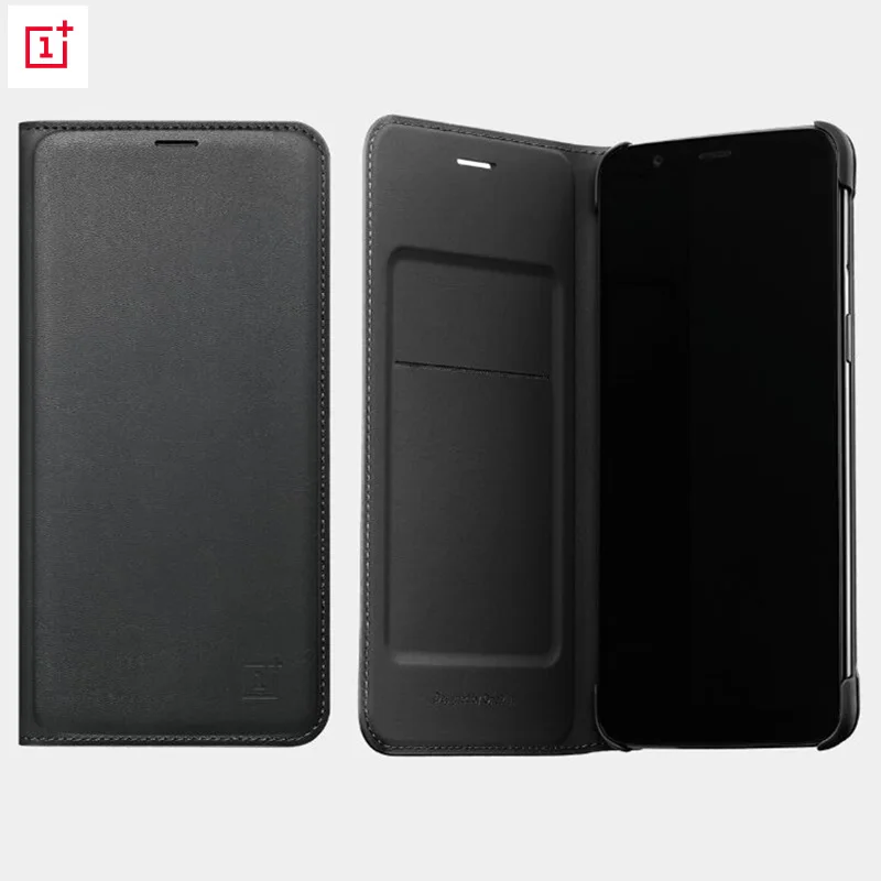 

Oneplus 5T Flip Cover Case Original Genuine Official Phone Case One Plus 5T PU Leather PC Smart Sleep Wake Cover Black