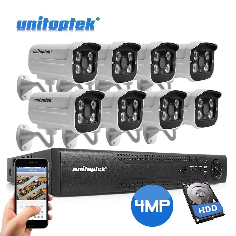 8CH 4MP система видеонаблюдения 48V POE NVR IP камера наружная водонепроницаемая IP66 Plug And