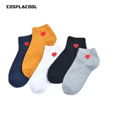[COSPLACOOL] Японские Модные женские короткие носки в стиле Харадзюку с героями мультфильмов, meias, милые носки со смешным рисунком сердца и вышивкой, Sokken
