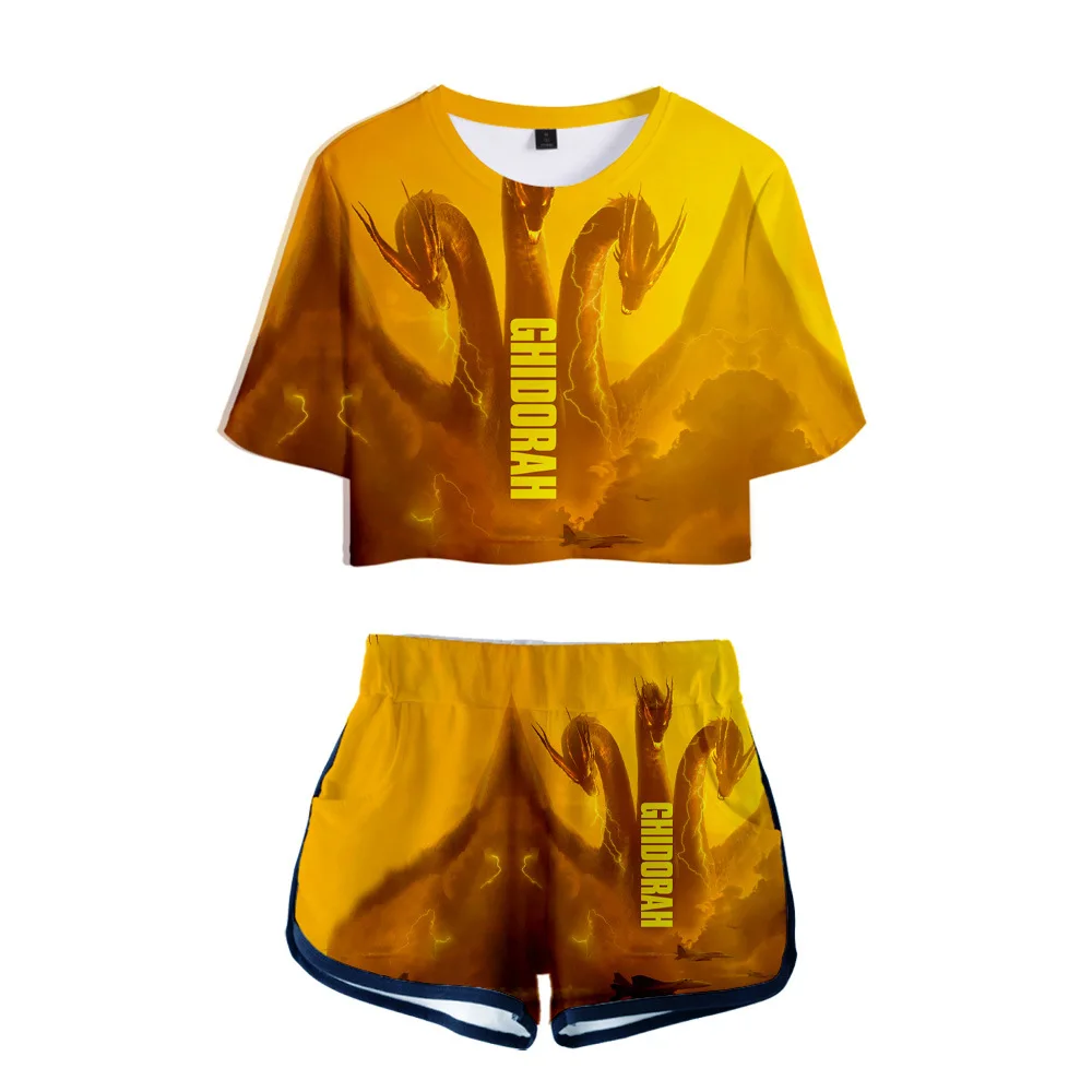 

Godzilla 2 Women Outfits Two Piece Set Women Outfit 3D T-Shirt Women's Suit Shorts Summer Top Ensemble Femme Tracksuit Women