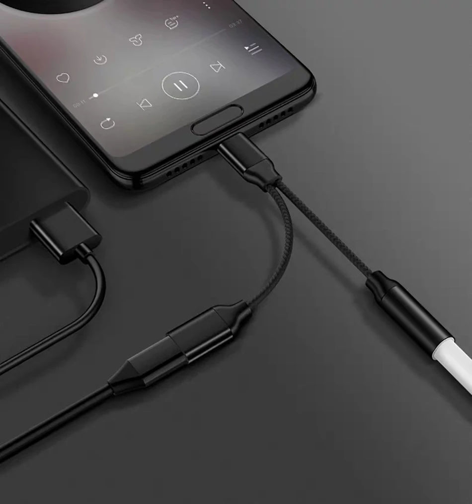 !ACCEZZ USB Type C Headphone Adapter For Huawei Mate 10 RS P20 Pro Xiaomi Mi6 8 Mix2S 3.5mm Jack Aux Adapter Charging Connector (7)