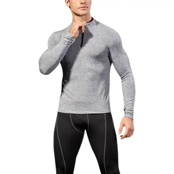 

Fashion Men Quick Dry Long Sleeve Shirts 2018 Stand Collar Solid Tight Hoodies Fleece Sweatshirts