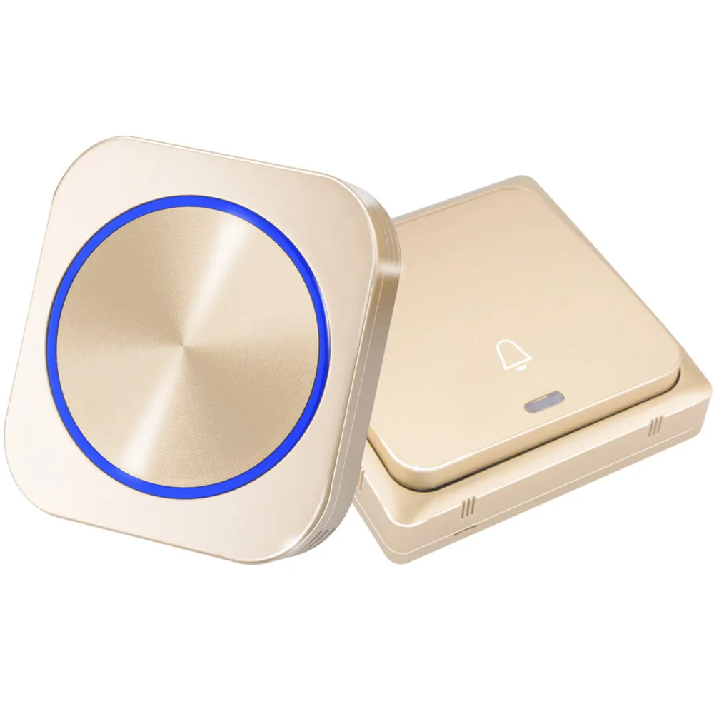 SMATRUL self powered New Waterproof Wireless Doorbell EU Plug 150M Remote smart Door Bell Chime ring 1 2 button 1 2 3 receiver no battery Deaf Gorgeous lighting black (3) - 副本 - 副本 - 副本