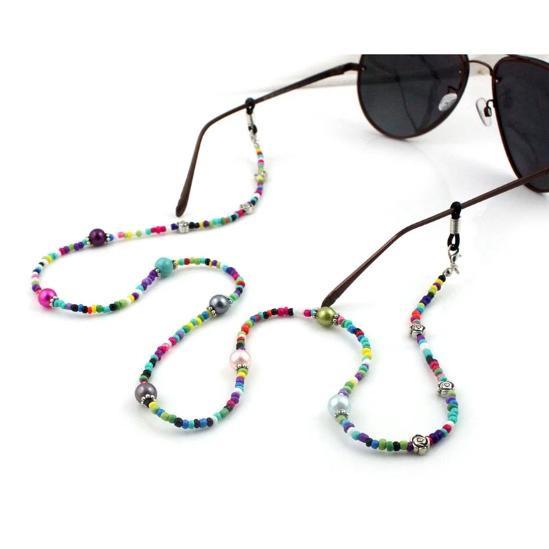 

New Reading Glasses Chain Colorful Beaded Sunglasses Holder Neck Strap Metal Rope Chain Eyewear Accessories