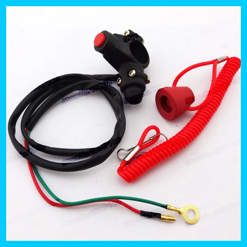 2PCS Engine Kill Stop Tether Lanyard Closed Safety Switch For Dirt Bike ATV Quad