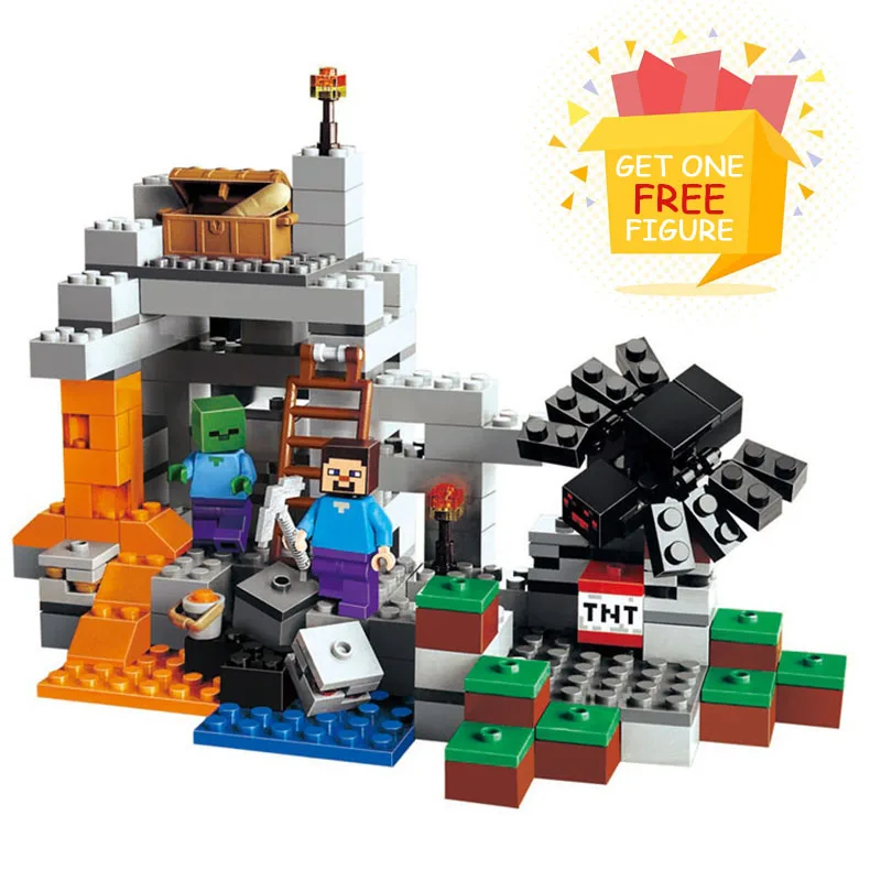 Bela Pogo Совместимость Legoe Minecrafte шт. 251 мой мир пещера зомби строительные блоки