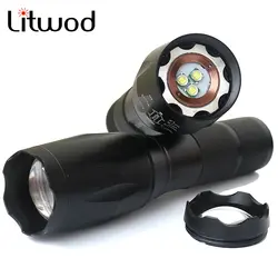 Litwod Z30 мощный светодиодный фонарик тактический фонарь 3 шт. XM-T6 зум 5 режимов алюминиевый Lanterna Ультраяркий, портативный свет