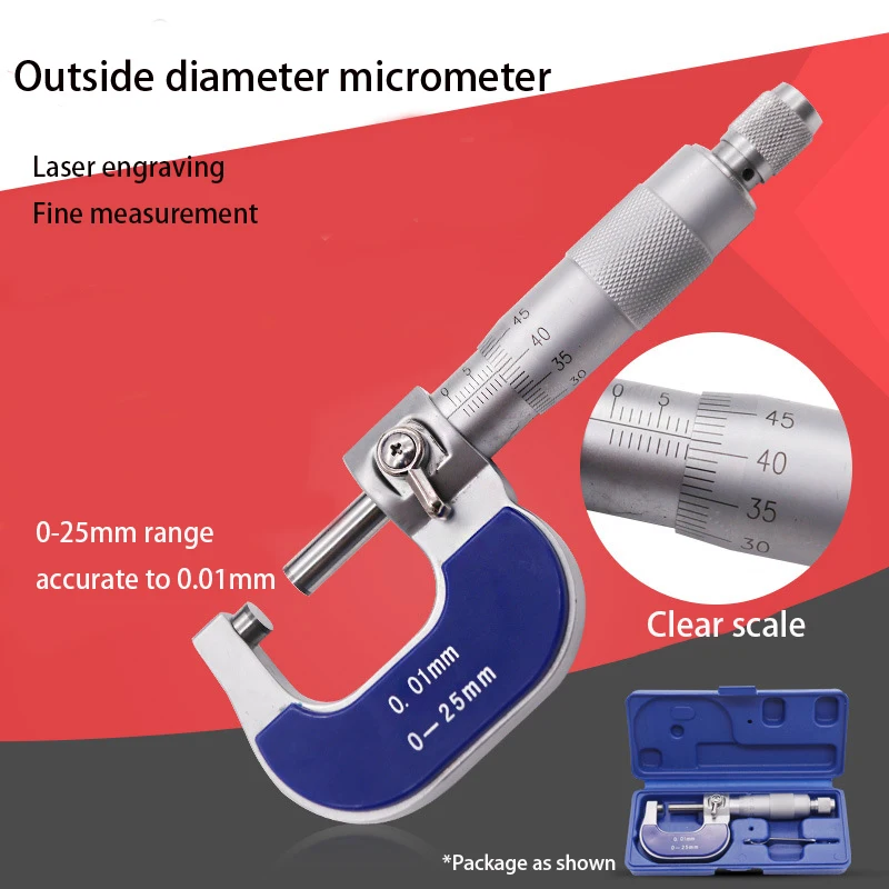 Наружный диаметр микрометра высококачественная нержавеющая сталь 0-25 мм циркуль спиральная проволока зажим 0,01 мм штангенциркуль, измерительные инструменты