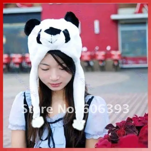 Мультфильм животных пушистые плюшевые Earmuff теплый Panda Hat Кепки Beanie