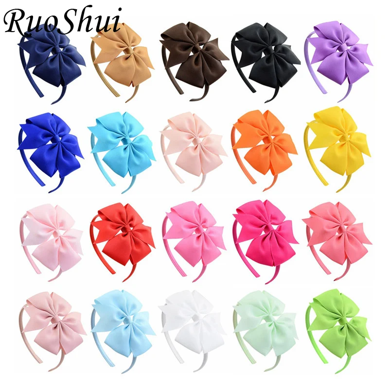 

Ruoshui Kids Solid Hair Band Bowknot Headband Fashion Hair Bows Accessories For Girls Festival Hair Hoop Woman Headwear