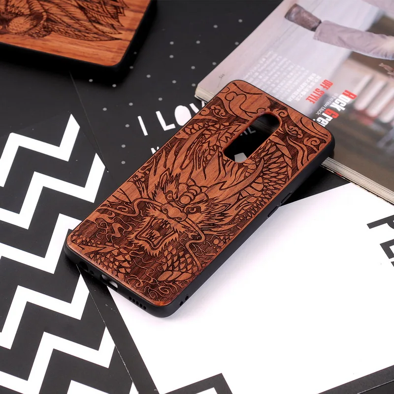 NOWAL оригинальная натуральная резьба по дереву чехол с тиснением для One Plus 6 Мягкая