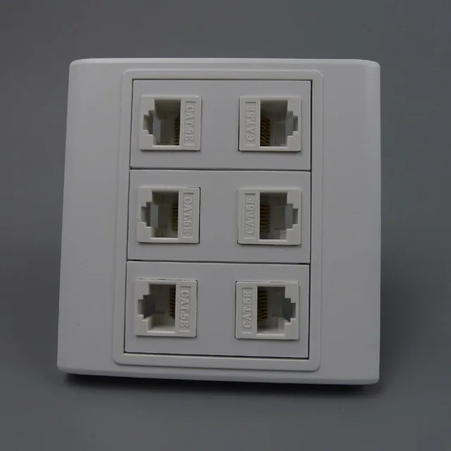 network purpose switch 6 female network RJ45 to backside ports with female CAT5E