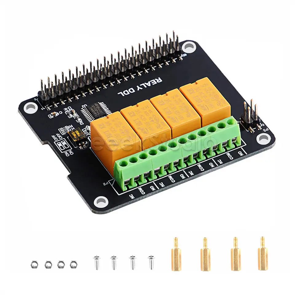 4 Channel Relay Hat Board For Raspberry Pi 4B/ 3B+ (Plus)/ 3B/ 2B image 1