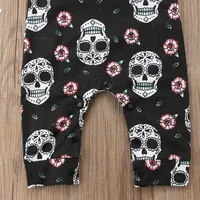 Citgeett Halloween Newborn Skull Floral Baby Boys Girls Romper Sleeveless Jumpsuit Headband Outfits Summer Holiday Clothes 4