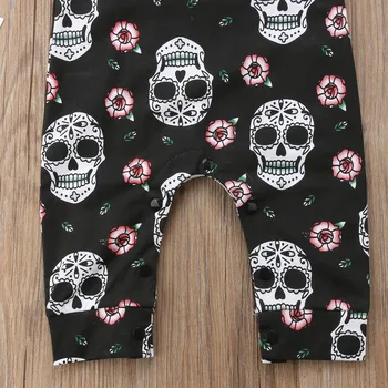 Citgeett Halloween Newborn Skull Floral Baby Boys Girls Romper Sleeveless Jumpsuit Headband Outfits Summer Holiday Clothes 4
