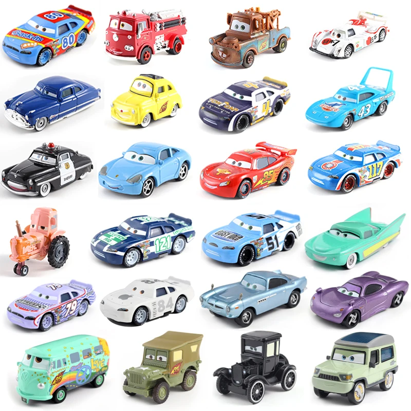 

Cars Disney Pixar Cars Racer King Chick Hicks Dinoco Lightning McQueen Metal Toy Car For Kids Gift 1:55 Christmas Gifts