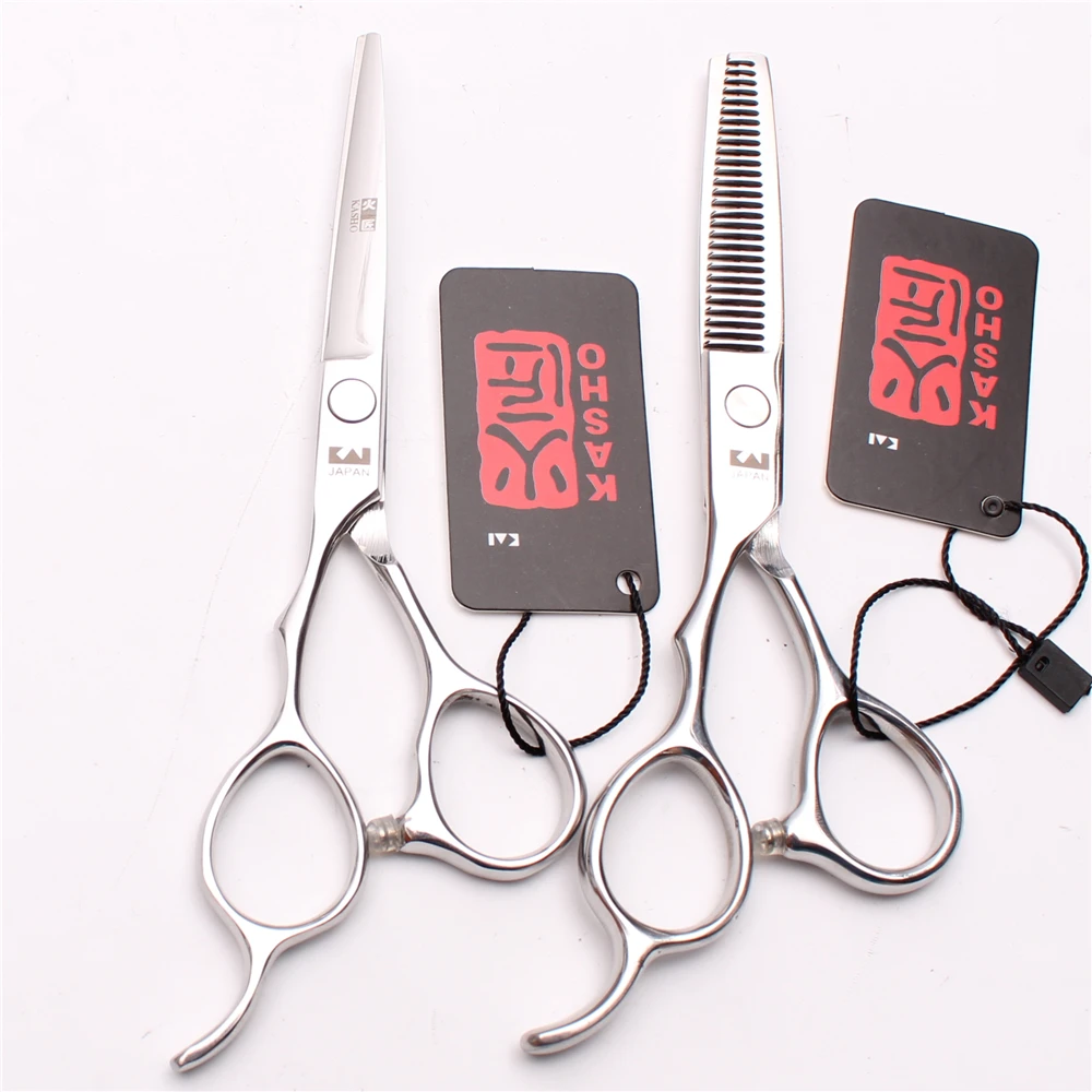 

Left Hand 6" 17.5cm Kasho Hair Scissors Shiny Cutting / Thinning Scissors Barber Makas Professional Hairdressing Scissors H8000