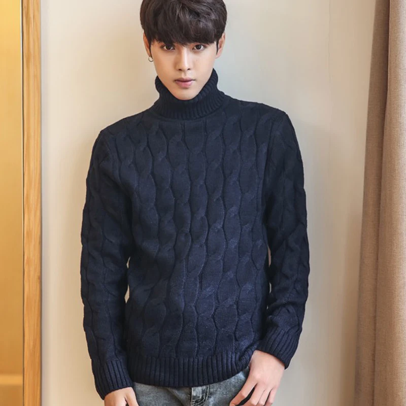 Cena 5XL Sweter plus size mężczyźni golf grube ciepłe męskie swetry wełniany Sweter High golf Casual męski Sweter Pull Homme czarny