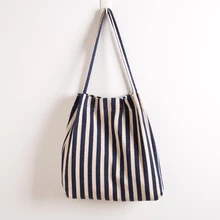 Новая полосатая Холщовая Сумка многоразовая Хлопковая женская хозяйственная сумка для хранения тканевая хлопчатобумажная ткань пляжная струнная сумка