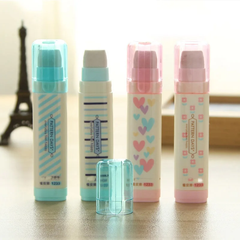 

Creative Rubber Eraser Replaceable Refills Kawaii Heart Stripe Pencil Erasers for Students Stationery Office School Supplies
