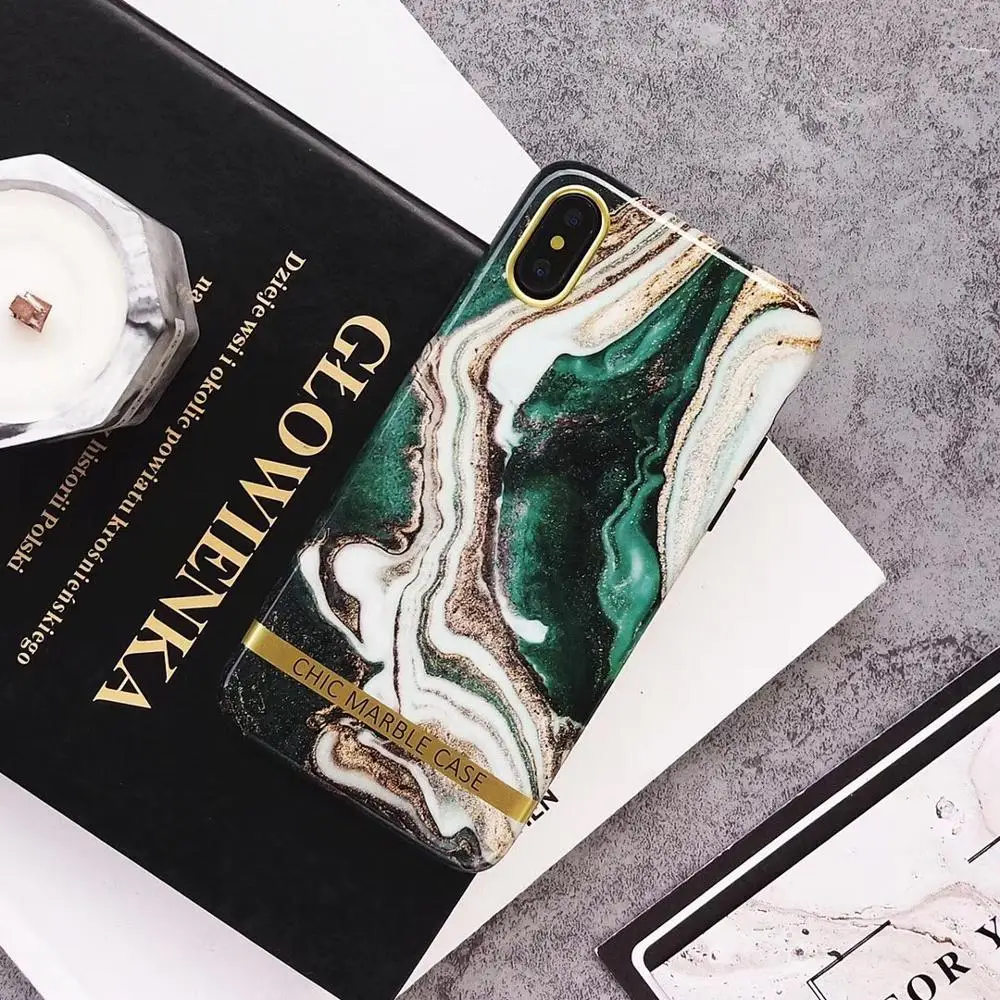 

Luxury Agate Glitter Marble Phone Case For iPhone 6 6s 7 8 Plus Soft TPU Edge Cover For iPhone X XS XMAX XR Case Capa For Female