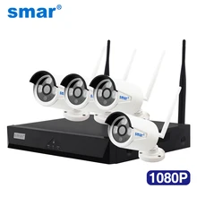 Smar 1080P 4CH Беспроводной NVR CCTV Системы 2.0MP пуля ИК IP Камера на открытом воздухе камера наружного видеонаблюдения комплект Plug and Play Лидер продаж