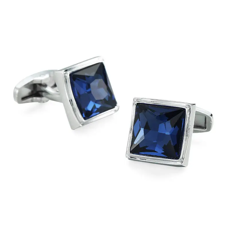 XKZM брендовые Запонки Роскошные синие стеклянные запонки для мужчин Высокое качество круглые хрустальные запонки для рубашки кнопка свадебный подарок