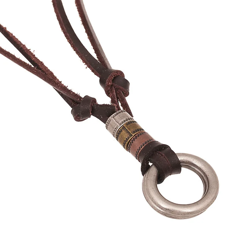 Choker Necklaces Circular Pendants Men Necklace Fashion Jewelry Vintage Kolye Leather Necklaces