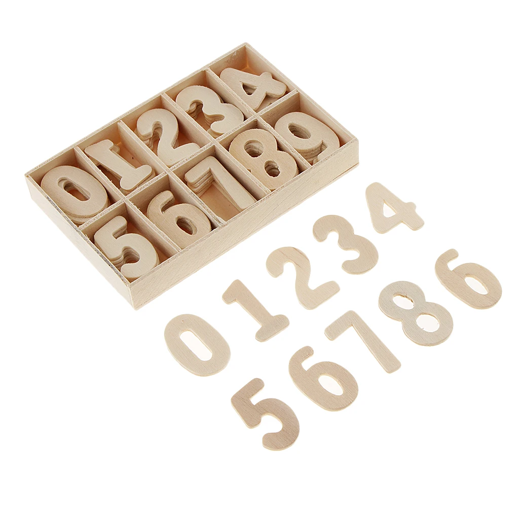 60 Pieces Smooth Natural Wooden Numbers Wooden Lowercase Letters Numbers Great For Crafts Pendants DIY Decoration Displays