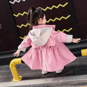 

Girls Windbreaker Jacket 2019 Autumn New Children Hooded Spliced cotton Trench Coat Outerwear modis Kids Clothing Jacket Y1618