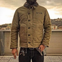 Chaqueta de cubierta de N-1 para hombre, uniforme militar Vintage USN, color caqui, no disponible, N1