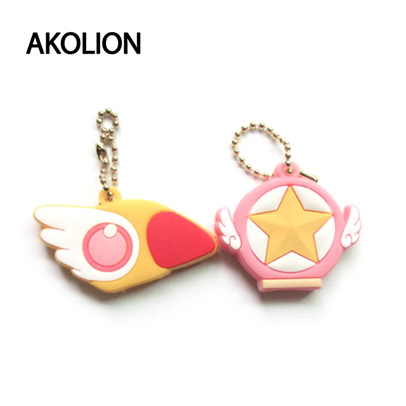 

Japanese Anime Kinomoto Cardcaptor Sakura Key Cover Kawaii Cartoon Keychains Silicone Key Cap Covers Cosplay Keychains Female