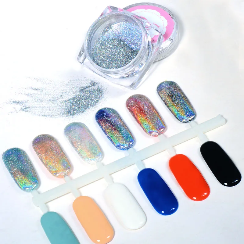 

0.5g/Box Holographic Laser Nail Glitters Holo Rainbow Nail Art Powder Nail Tip Chrome Dust Manicure Nail Art Decorations